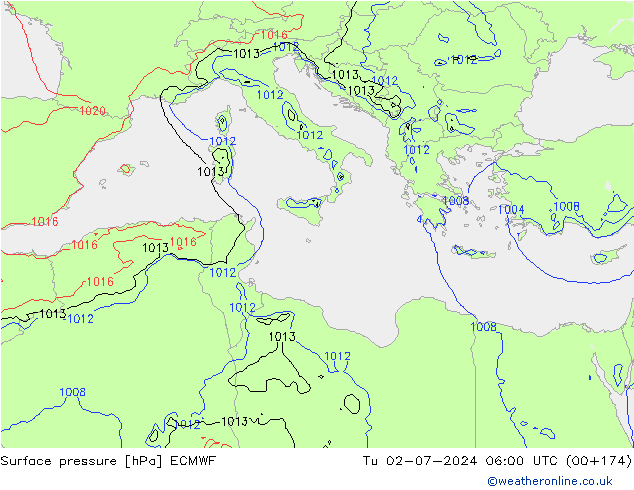 Pressione al suolo ECMWF mar 02.07.2024 06 UTC