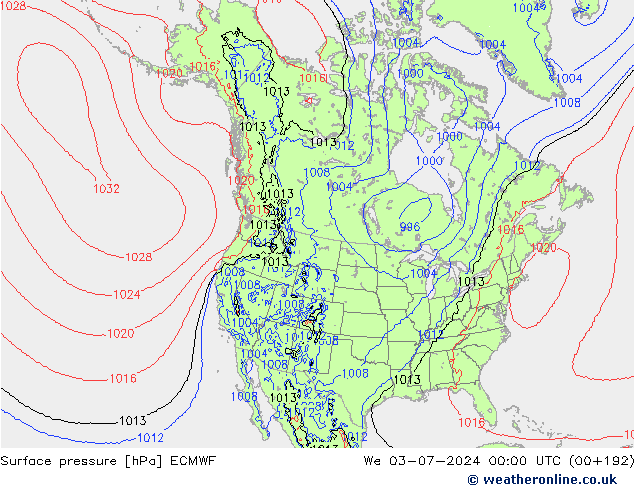 Luchtdruk (Grond) ECMWF wo 03.07.2024 00 UTC