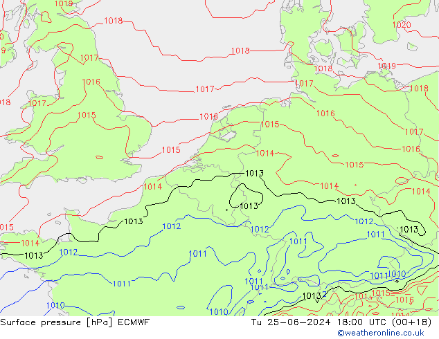 приземное давление ECMWF вт 25.06.2024 18 UTC