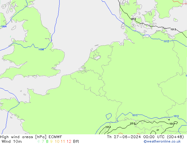 High wind areas ECMWF Th 27.06.2024 00 UTC