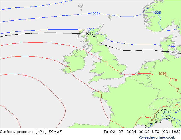 Pressione al suolo ECMWF mar 02.07.2024 00 UTC
