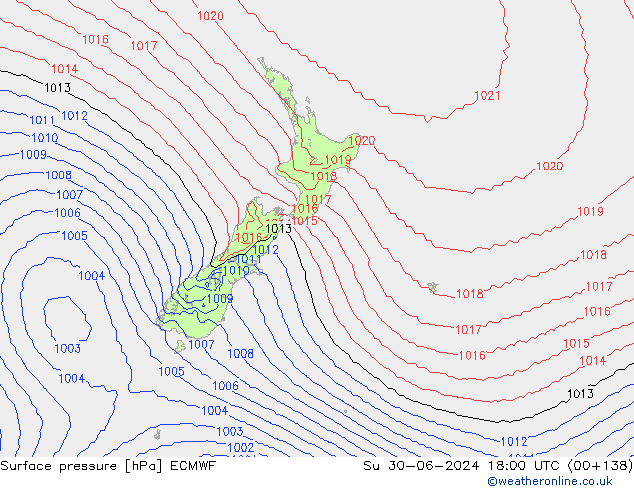 pression de l'air ECMWF dim 30.06.2024 18 UTC