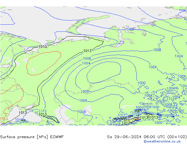 Pressione al suolo ECMWF sab 29.06.2024 06 UTC