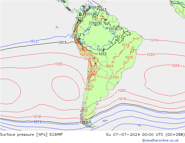 Surface pressure ECMWF Su 07.07.2024 00 UTC