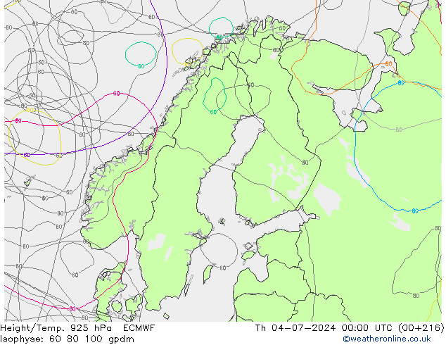 Yükseklik/Sıc. 925 hPa ECMWF Per 04.07.2024 00 UTC