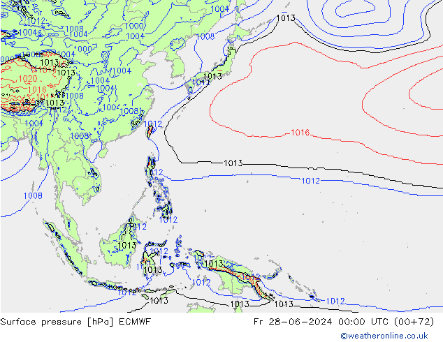 Pressione al suolo ECMWF ven 28.06.2024 00 UTC