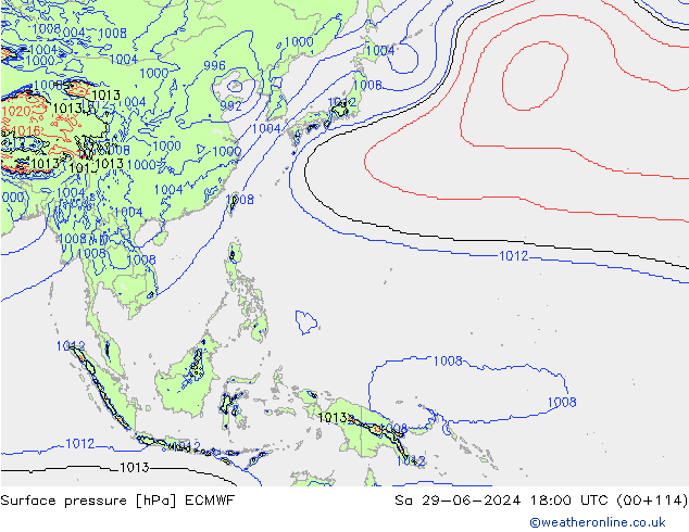 Pressione al suolo ECMWF sab 29.06.2024 18 UTC