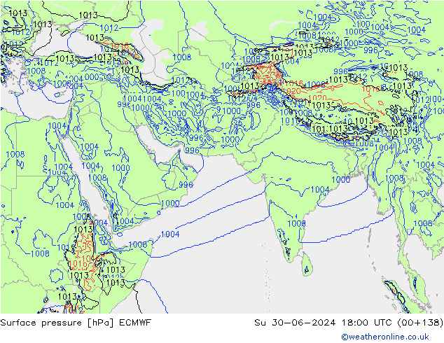 Yer basıncı ECMWF Paz 30.06.2024 18 UTC