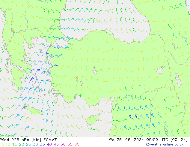 Wind 925 hPa ECMWF We 26.06.2024 00 UTC