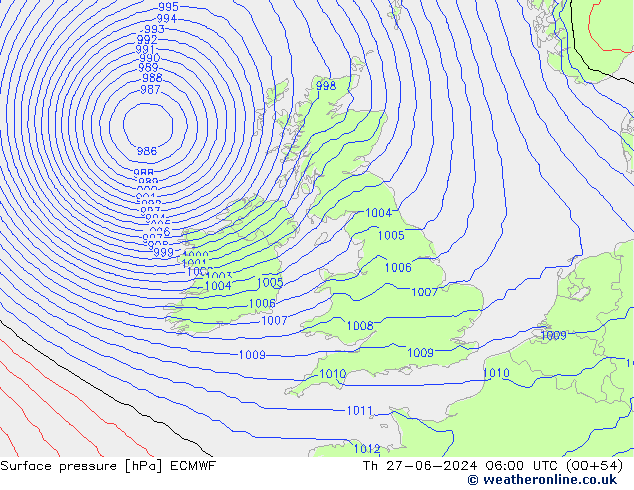 Surface pressure ECMWF Th 27.06.2024 06 UTC