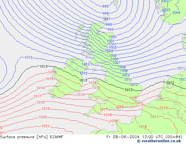 Surface pressure ECMWF Fr 28.06.2024 12 UTC