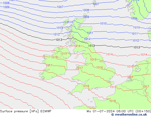 Atmosférický tlak ECMWF Po 01.07.2024 06 UTC