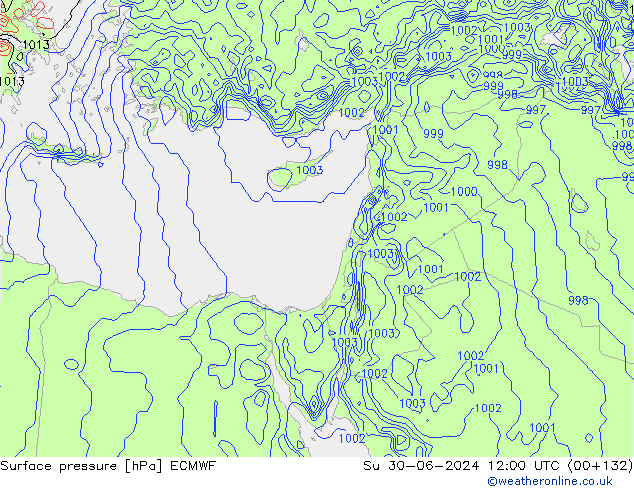 Pressione al suolo ECMWF dom 30.06.2024 12 UTC