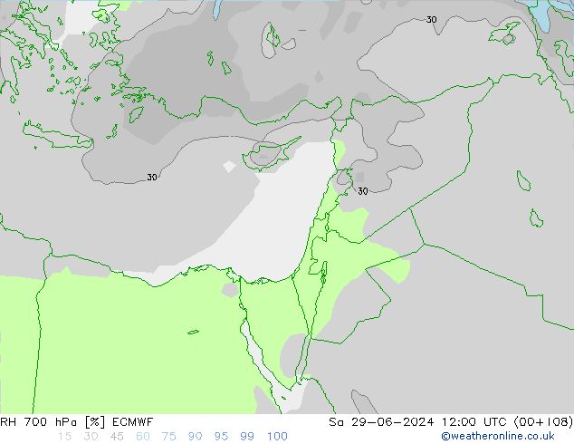 RH 700 hPa ECMWF Sa 29.06.2024 12 UTC