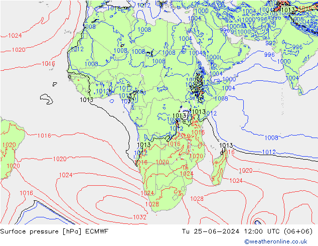 приземное давление ECMWF вт 25.06.2024 12 UTC