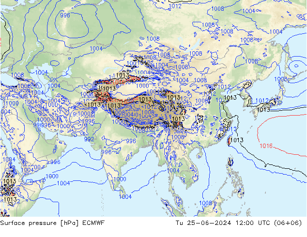 приземное давление ECMWF вт 25.06.2024 12 UTC