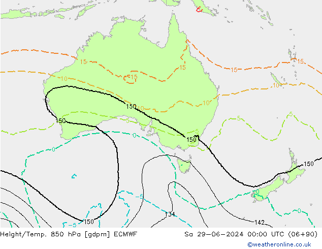 Height/Temp. 850 hPa ECMWF So 29.06.2024 00 UTC