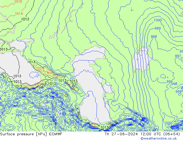 Surface pressure ECMWF Th 27.06.2024 12 UTC