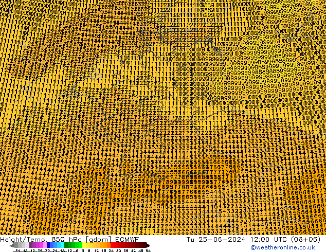 Height/Temp. 850 hPa ECMWF Tu 25.06.2024 12 UTC