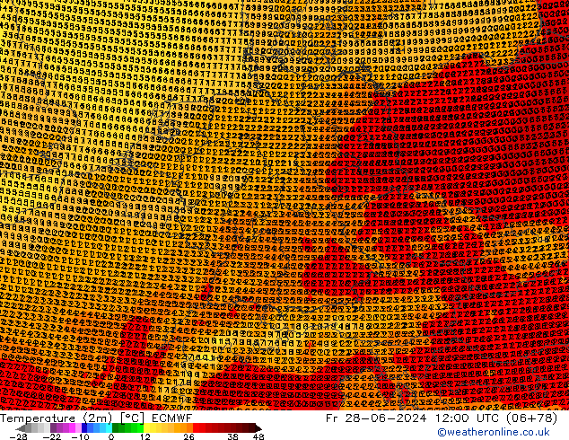 Temperatura (2m) ECMWF ven 28.06.2024 12 UTC