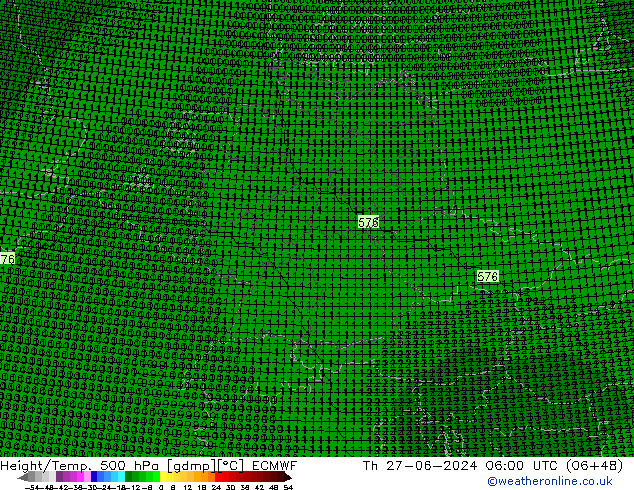 Hoogte/Temp. 500 hPa ECMWF do 27.06.2024 06 UTC