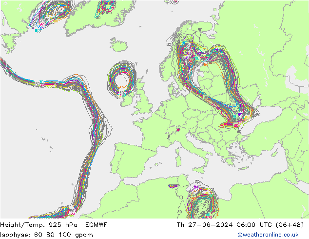 Yükseklik/Sıc. 925 hPa ECMWF Per 27.06.2024 06 UTC