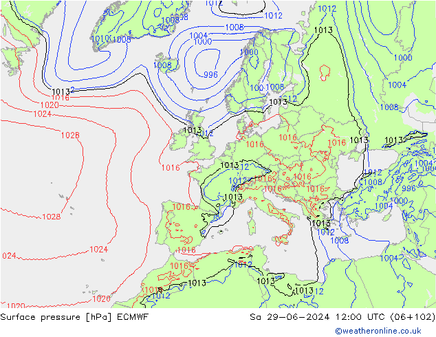 Luchtdruk (Grond) ECMWF za 29.06.2024 12 UTC