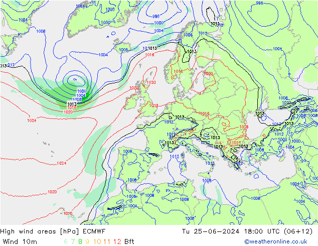 Windvelden ECMWF di 25.06.2024 18 UTC