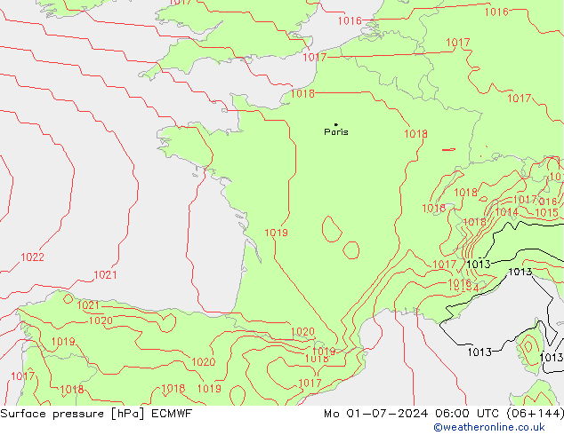 Yer basıncı ECMWF Pzt 01.07.2024 06 UTC