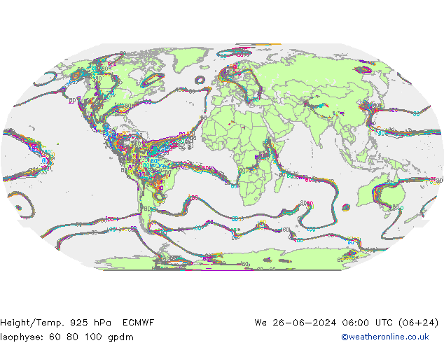 Height/Temp. 925 hPa ECMWF We 26.06.2024 06 UTC