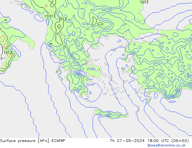 ciśnienie ECMWF czw. 27.06.2024 18 UTC