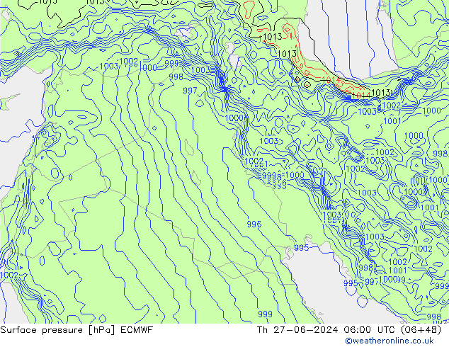 Surface pressure ECMWF Th 27.06.2024 06 UTC