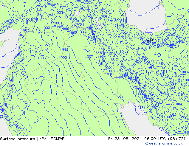 Surface pressure ECMWF Fr 28.06.2024 06 UTC