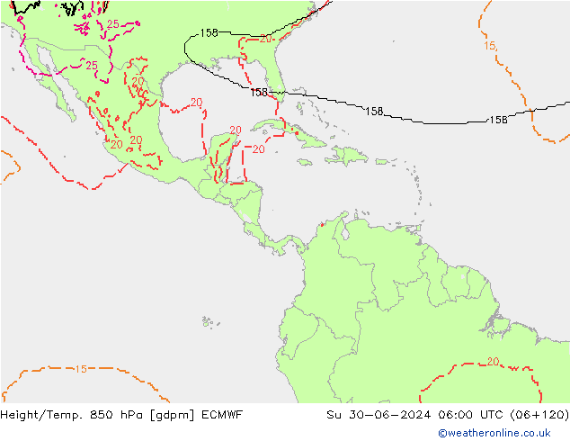 Height/Temp. 850 hPa ECMWF Su 30.06.2024 06 UTC