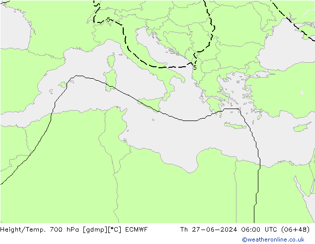 Height/Temp. 700 hPa ECMWF Th 27.06.2024 06 UTC