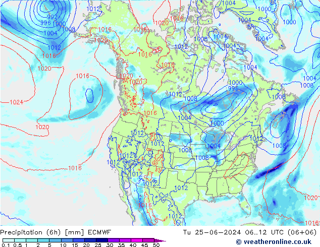 Yağış (6h) ECMWF Sa 25.06.2024 12 UTC