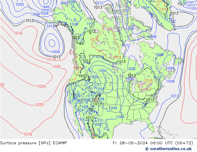 ciśnienie ECMWF pt. 28.06.2024 06 UTC