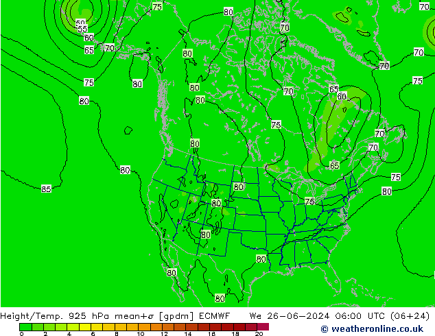 Height/Temp. 925 hPa ECMWF 星期三 26.06.2024 06 UTC