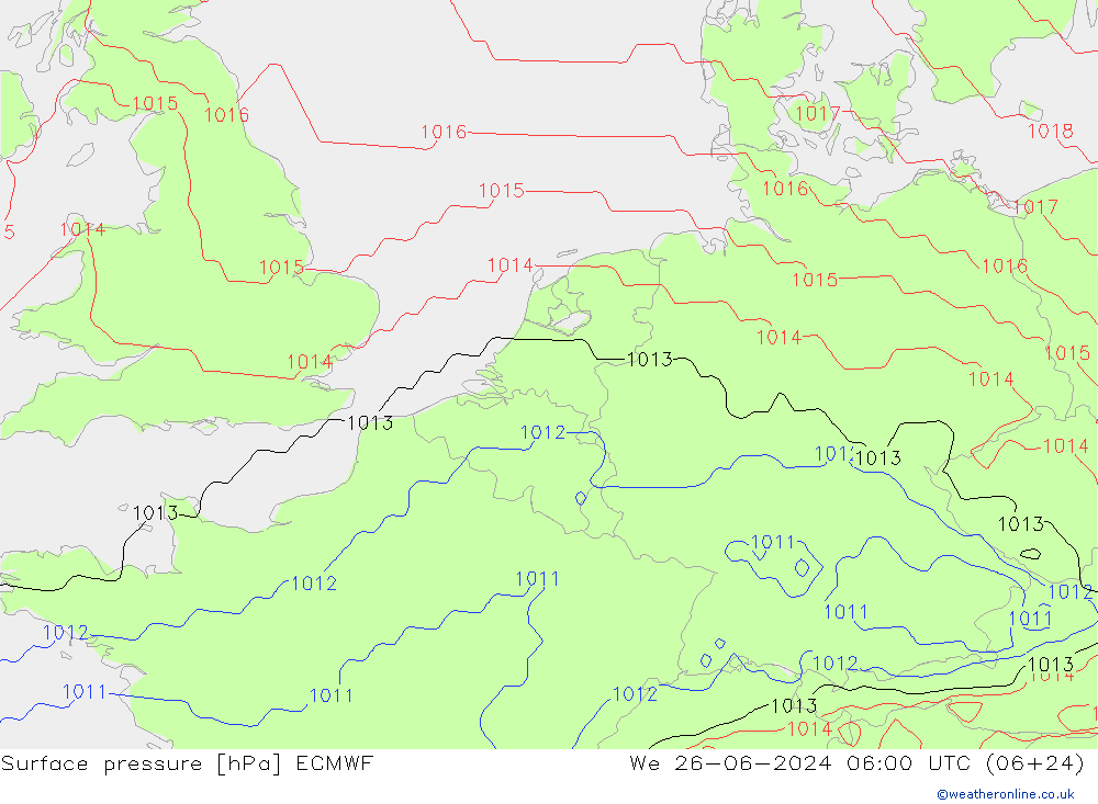 Yer basıncı ECMWF Çar 26.06.2024 06 UTC