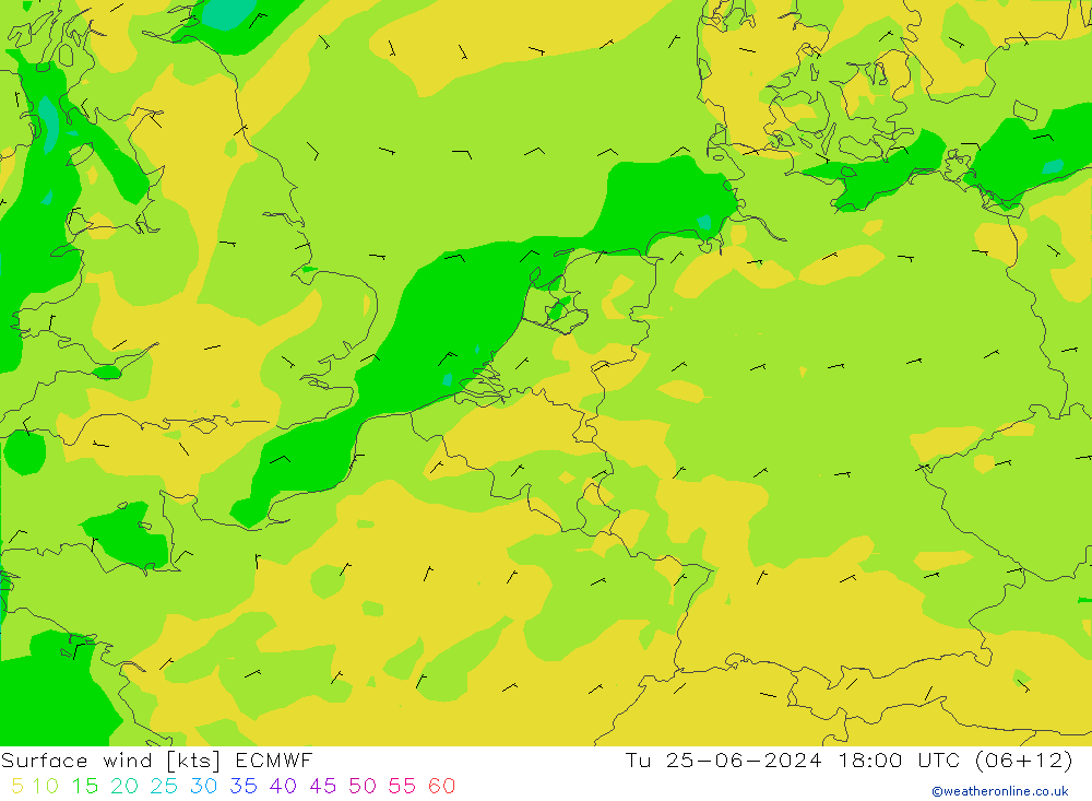 Surface wind ECMWF Tu 25.06.2024 18 UTC