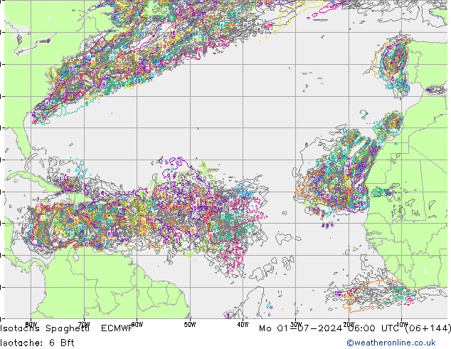 Isotachs Spaghetti ECMWF Mo 01.07.2024 06 UTC