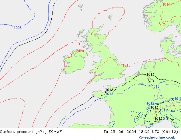 ciśnienie ECMWF wto. 25.06.2024 18 UTC