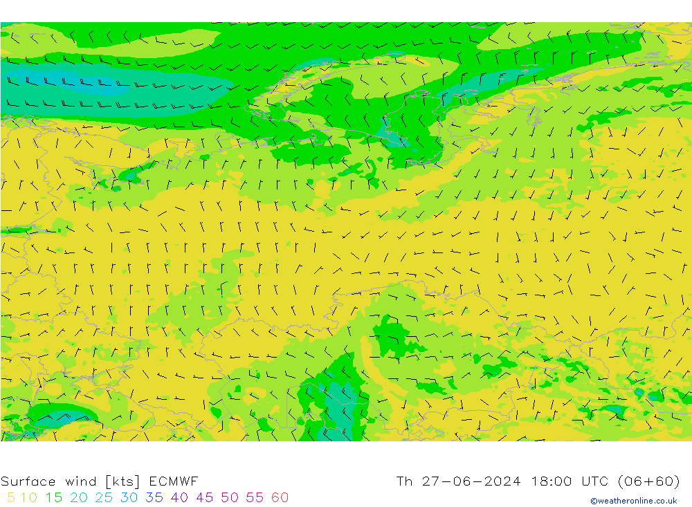 Surface wind ECMWF Th 27.06.2024 18 UTC