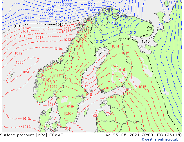 Surface pressure ECMWF We 26.06.2024 00 UTC