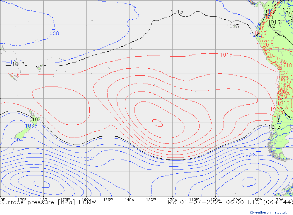 Presión superficial ECMWF lun 01.07.2024 06 UTC