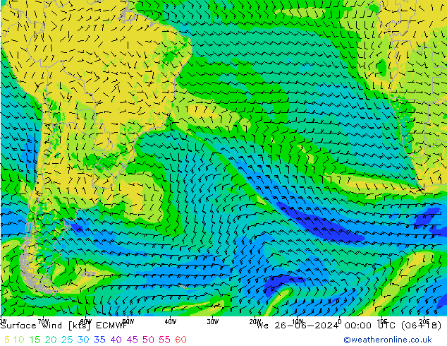 Surface wind ECMWF We 26.06.2024 00 UTC