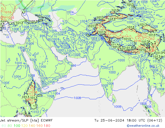 Jet Akımları/SLP ECMWF Sa 25.06.2024 18 UTC