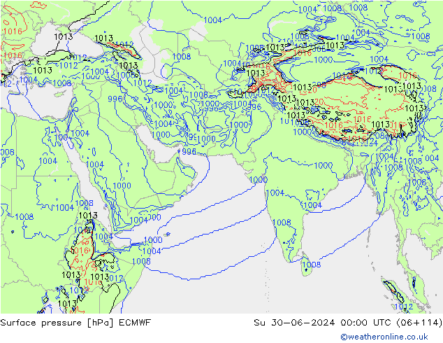 Luchtdruk (Grond) ECMWF zo 30.06.2024 00 UTC