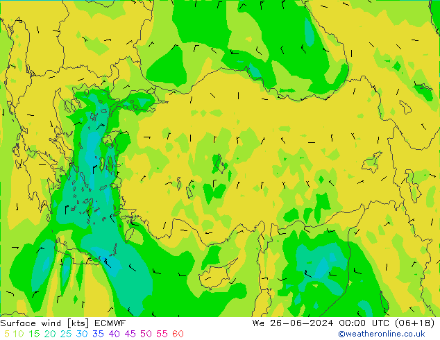 Vent 10 m ECMWF mer 26.06.2024 00 UTC