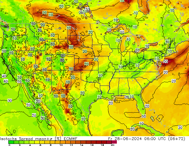 Izotacha Spread ECMWF pt. 28.06.2024 06 UTC